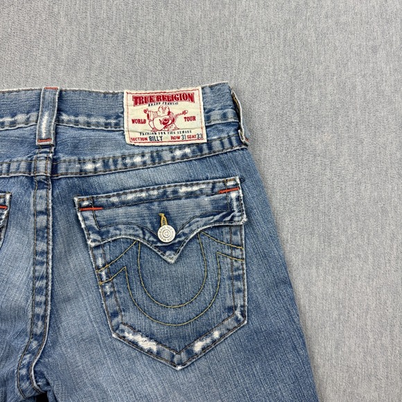 Vintage True Religion Jeans Men 31X33 Fits 32x31 Blue Billy Bootcut Made In USA - Picture 13 of 16
